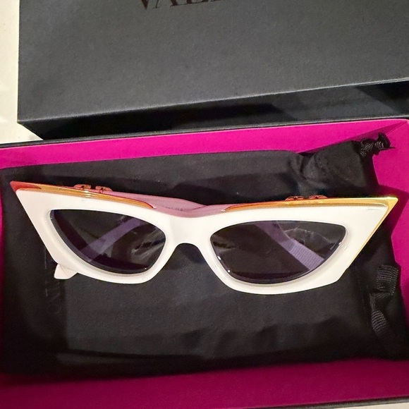 Valentino Garavani Chic White and Gold Sunglasses main image 7